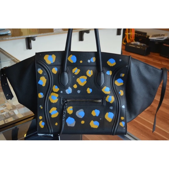 Celine Phantom Luggage Bag Black Cheetah Spots Painted KCA DESIGN CO INSTAGRAM - Picture 3 of 10
